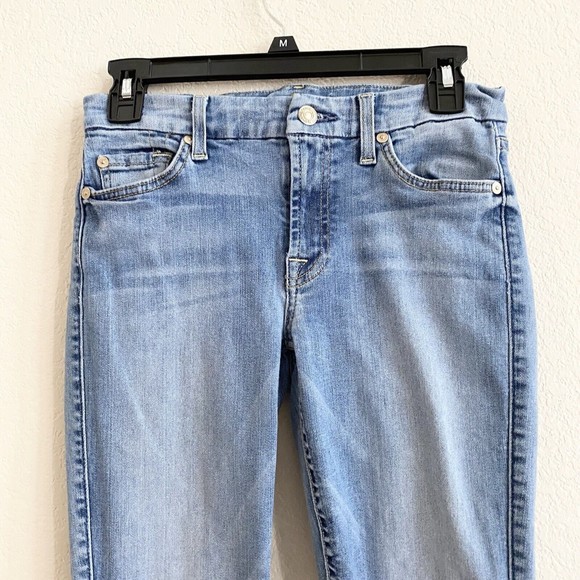 7 For‎ All Mankind Womens Jeans 27 Skinny Blue Mid Rise Medium Wash Stretch - Picture 2 of 10